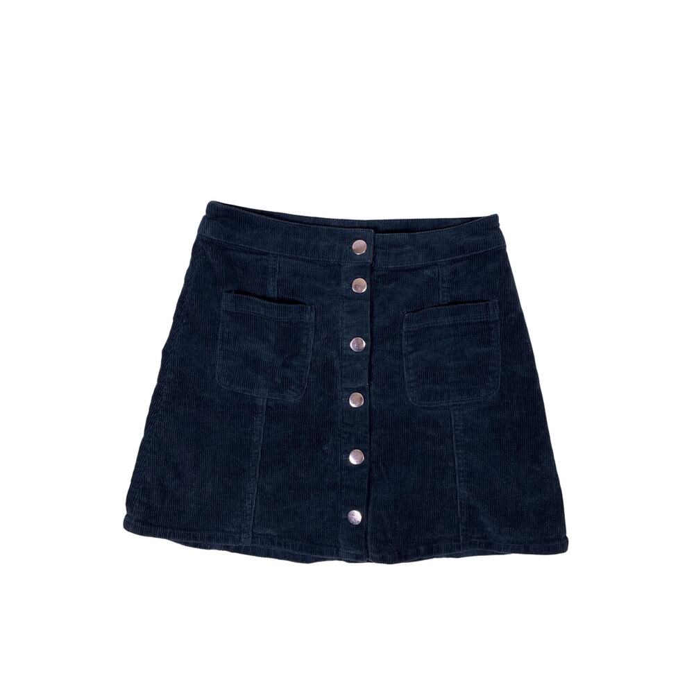 Dark Green Corduroy‎ Skirt Small Preppy Old Money Button Pockets